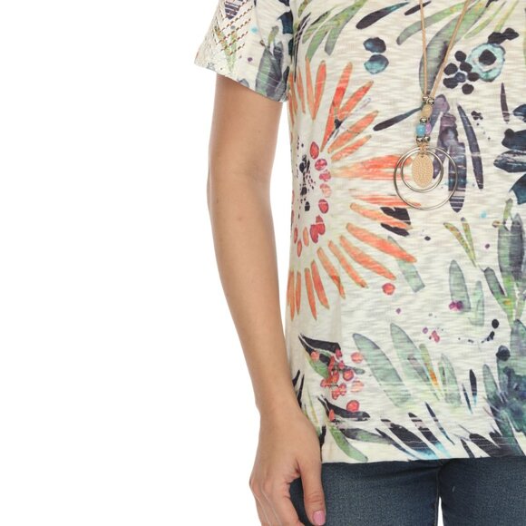 Colorful splash floral mesh Top - Picture 8 of 9